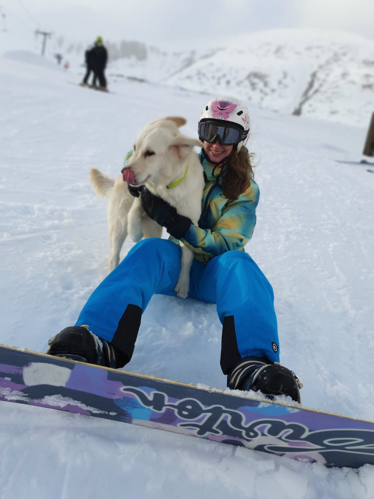 snowboarding with a dog