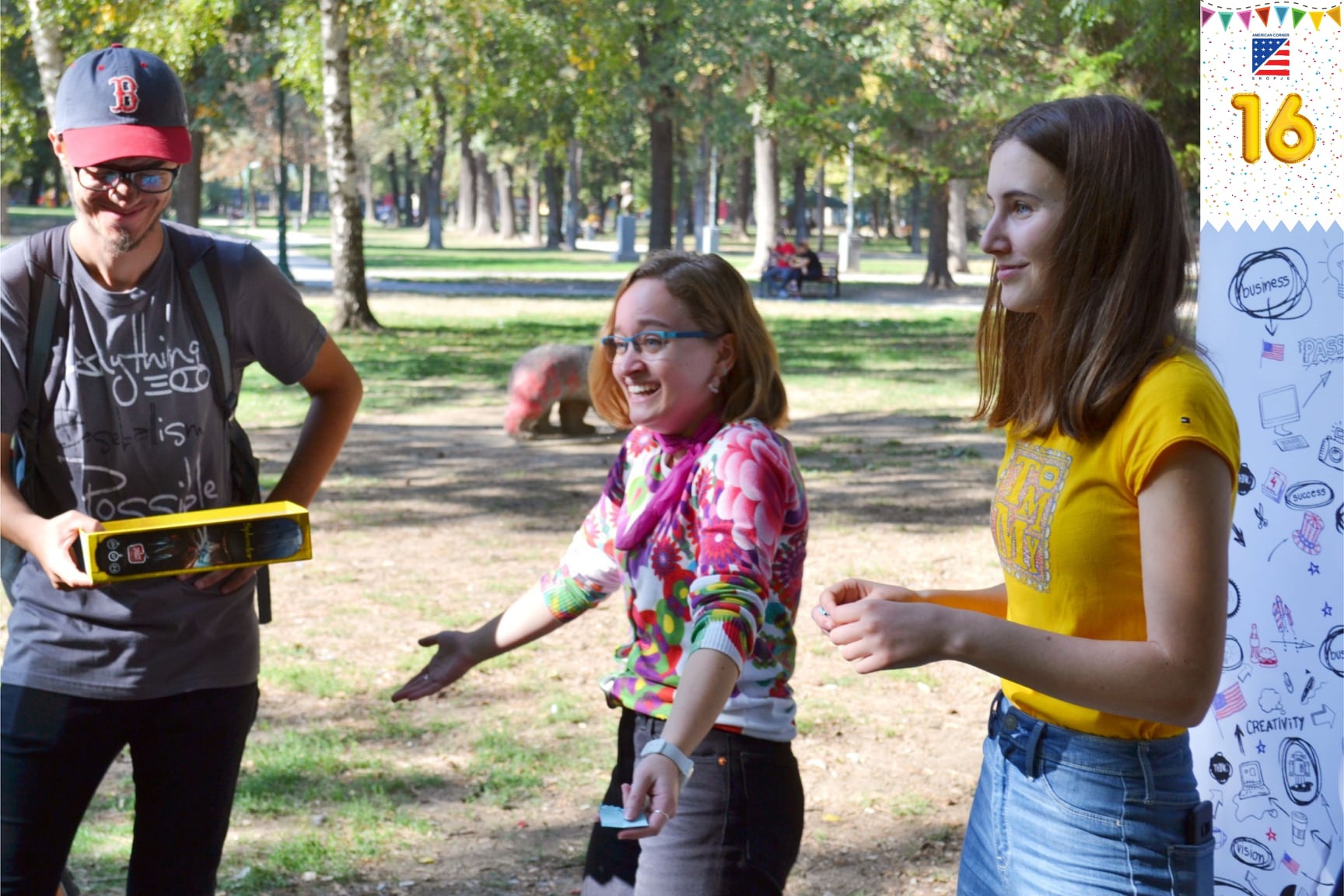 volunteers playing games in the park